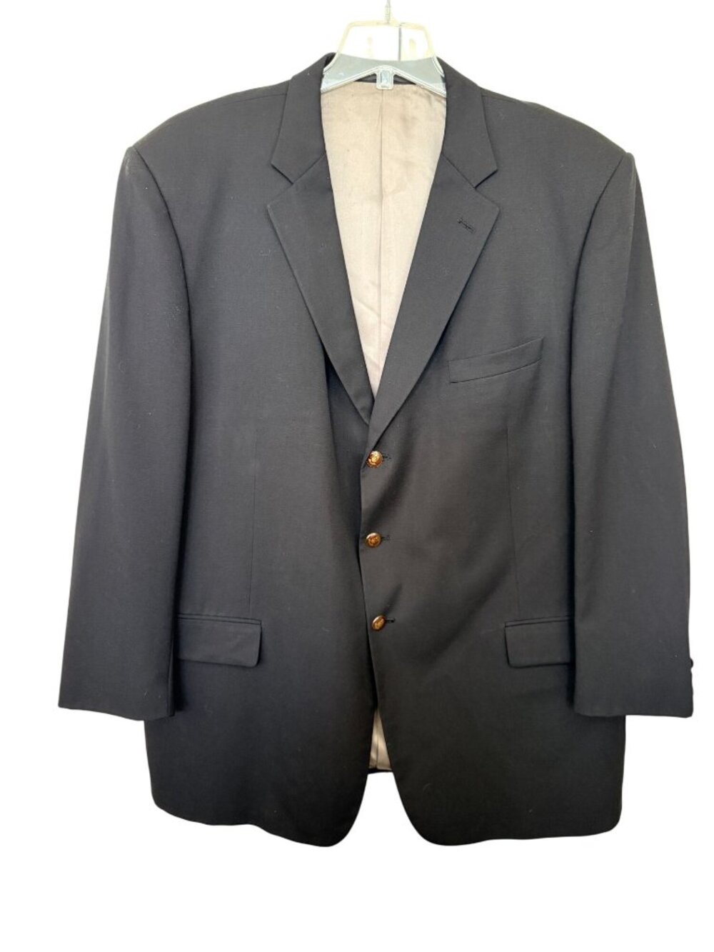 Ken’s Man’s Shop Vintage Blazer 52L Black Super 100% Wool Classic 3 Button